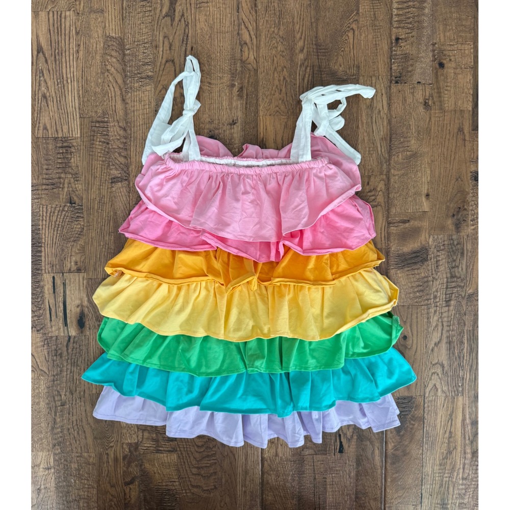 Lola & The Boys Rainbow Ruffle Tiered Dress Birthday Size 4